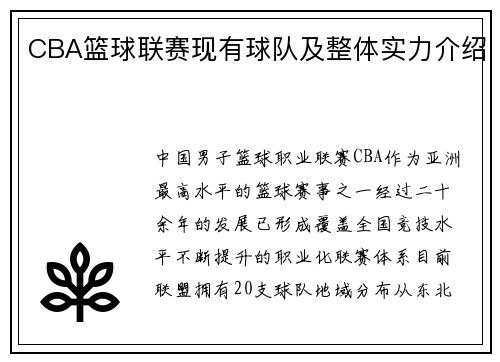 CBA篮球联赛现有球队及整体实力介绍