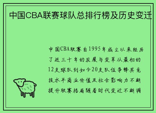 中国CBA联赛球队总排行榜及历史变迁